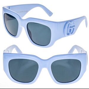 Gucci  Blue Oversized Square Logo Sunglasses